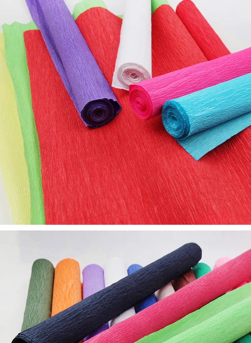 50x250cm Colored Crepe Paper Roll Origami Crinkled Crepe Paper Craft DIY Flowers Decoration Gift Wrapping Paper Craft