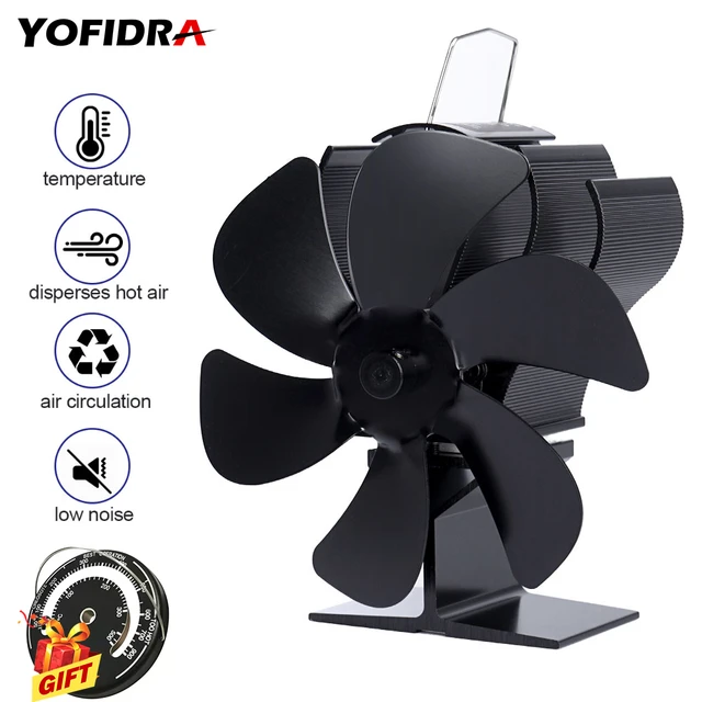 Black Fireplace Fan With 6 Blades Heat-powered Stove Fan No Battery or  Electricity Required Log Wood Burner Eco Quiet Fan - AliExpress