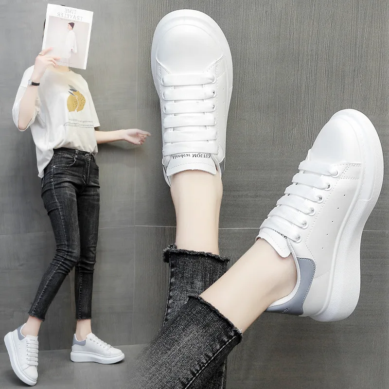 Women's Running Shoes Fashion Breathable Walking Sneakers Thick Sole Platform Shoes Women Feminino White Vulcanized Sneakers