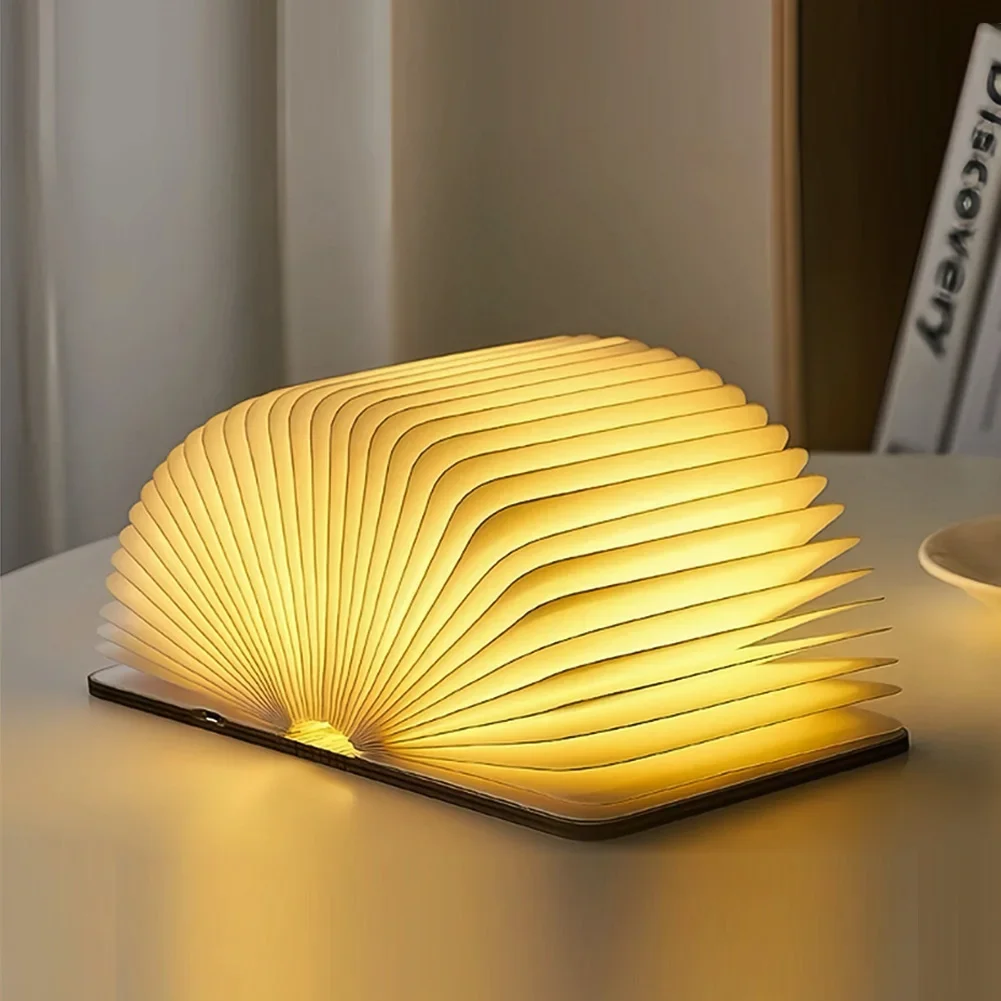 Luz LED nocturna creativa plegable 3D, Color RGB, recarga USB, luz de libro de madera, decoración, lámpara de mesa de escritorio para dormitorio, regalo de cumpleaños para niños - Image 6