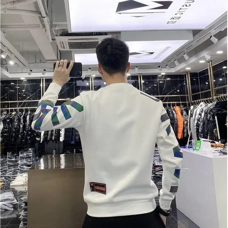 Men's Sweatshirt Spring and Autumn Round Neck Long Sleeve Fashion Colorful Letter Printing Thin hoodies