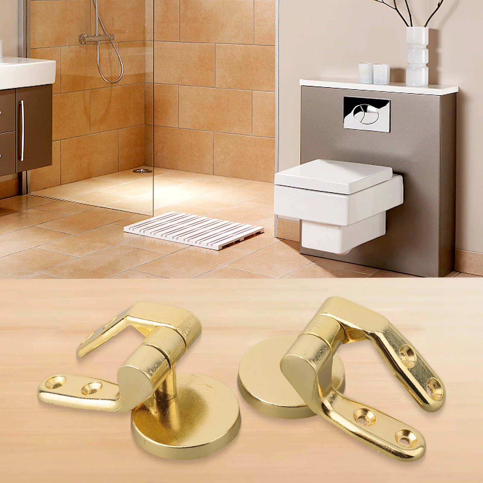 Gold Toilet Seat Hinges Fittings Hinges Replacement Toilet Zinc Alloy Fittings Nylon Fixing Nuts Gold Replacement Option