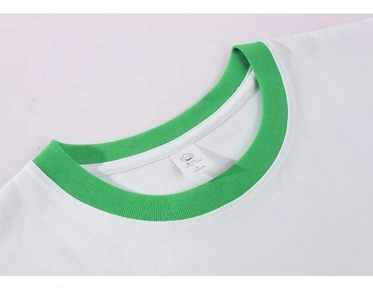 210G Heavy Cotton Men's T-shirt Edge-bumping O-Neck Short-sleeved Man T shirt Contrasting Color Splicing Men T-shirt Tops Tees