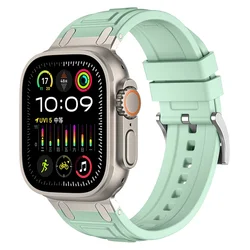 Enhanced Silicone Strap with Modified Metal Integration for 42mm 44mm 45mm (Pistachio nut A)