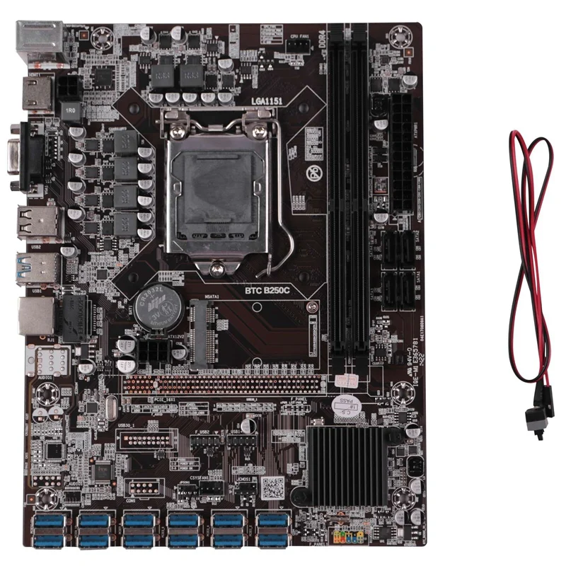 

B250C BTC Mining Motherboard+Switch Cable 12XPCIE To USB3.0 GPU Slot LGA1151 Support DDR4 DIMM RAM Computer Motherboard