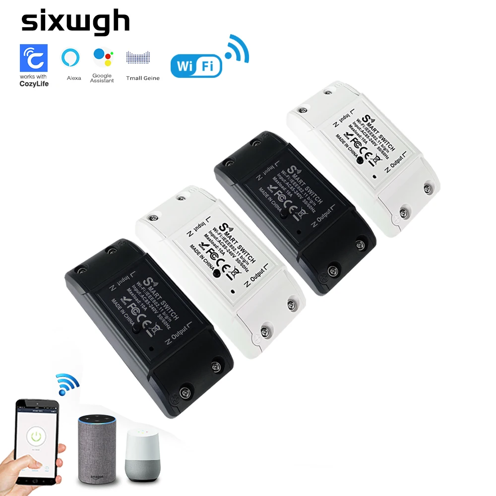SIXWGH Wifi Switch Smart Home Breaker Timer Support CozyLife App Control Alexa Google Home Voice Control