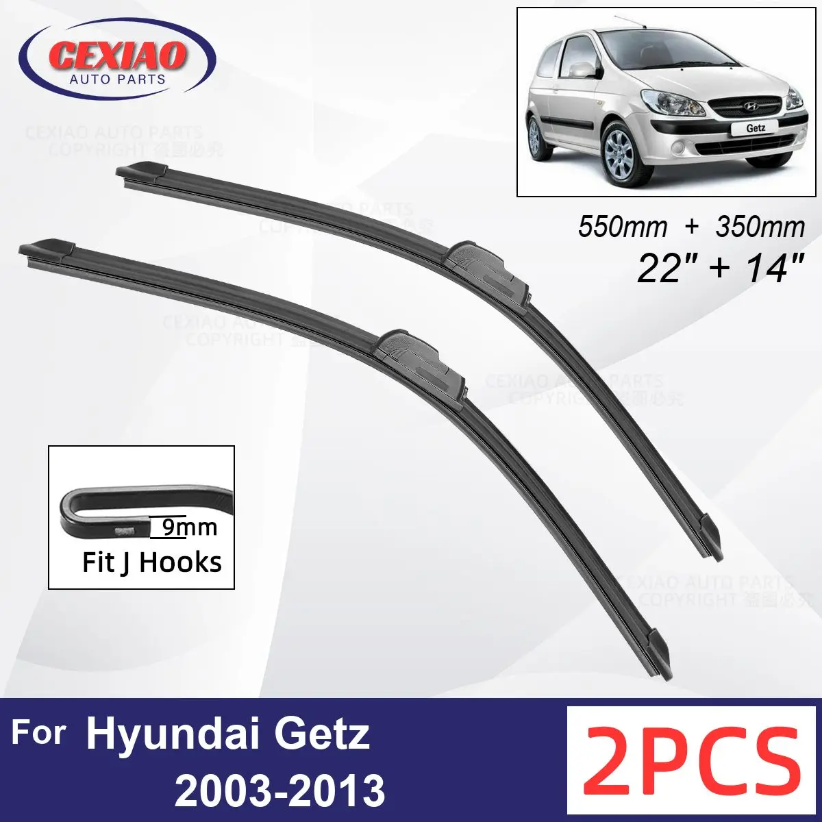 

Автомобильный стеклоочиститель для Hyundai Getz 2003-2013, передние стеклоочистители, мягкие резиновые стеклоочистители для автомобильного лобового стекла, 22 дюйма + 14 дюймов 550 мм + 350 мм