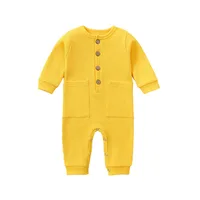 New Style Baby Jumpsuit Spring and Autumn Long Romper Newborn One-piece Long Sleeve Pure Cotton Pocket Romper Loungewear 3