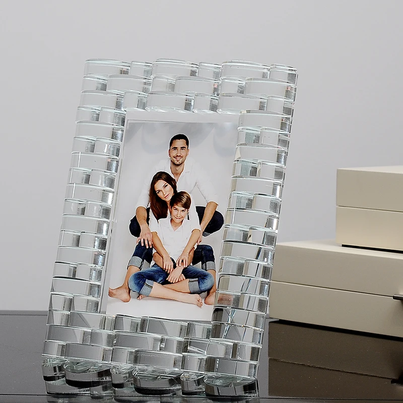 현대 직조 투명 크리스탈 테이블 사진 프레임, 직사각형, 4x6 및 5x7 인치, 가정 책상 장식, 결혼 선물