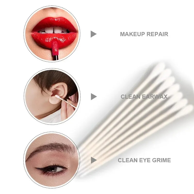 Cotton Swabs 10 Packs 50 Per Pack Double-Ended Disposable Can Be Used to Draw Eyeliner etc for cotton swabs