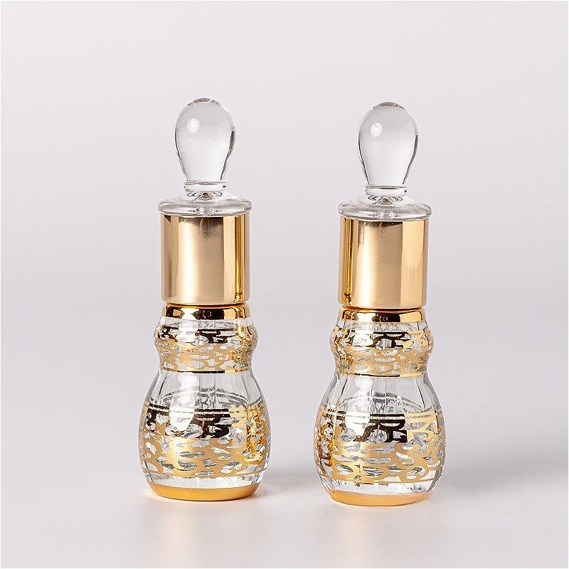 중동 12ml 금도금 롤러 병, 조롱박 모양 유리 향수 오일 용기, 리필 가능한 여..