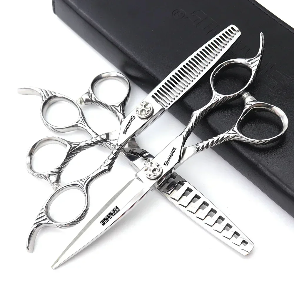 6/7-inch Professional Hair Clippers, Stainless Steel Sharp Hair Clippers, Hairdresser Specific Scissors. (6 Inch-2pc-A