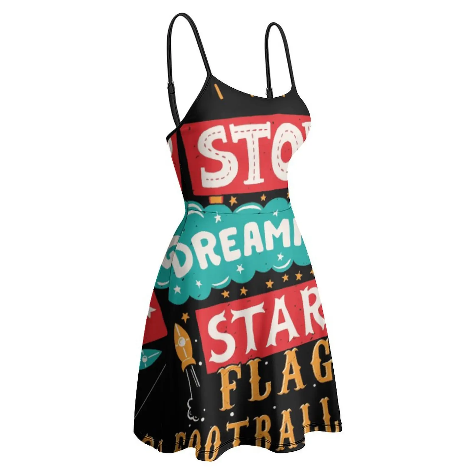 

Exotic Woman's Dress Strappy Dress Stop Dreaming Start Flag Footballing Women's Sling Dress Top Quality Clubs Funny Novelty