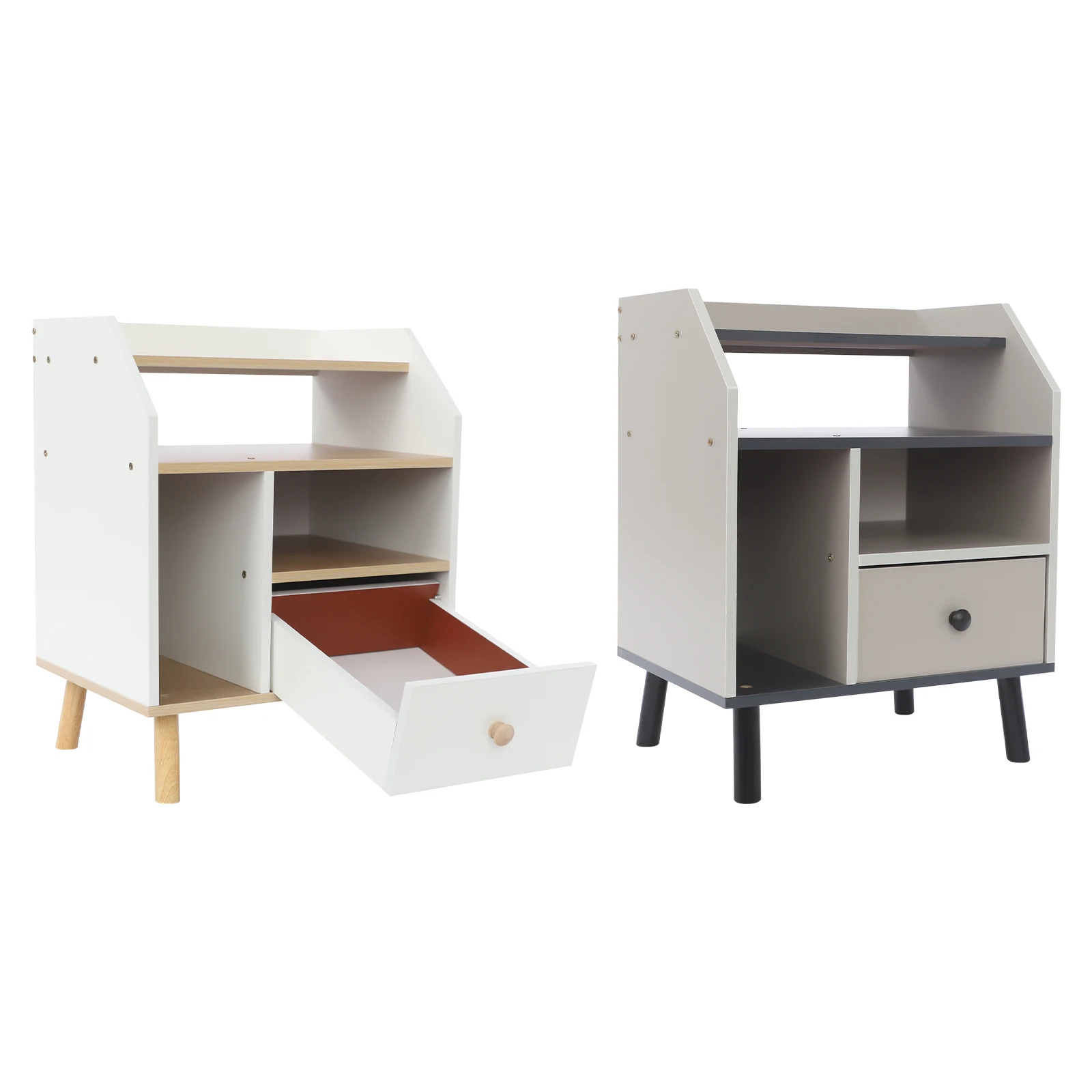 Moderner rechteckiger Nachttisch, Nachttisch für Schlafzimmer, Wohnzimmer, Büro, Nachttisch mit Schublade – Detail 8