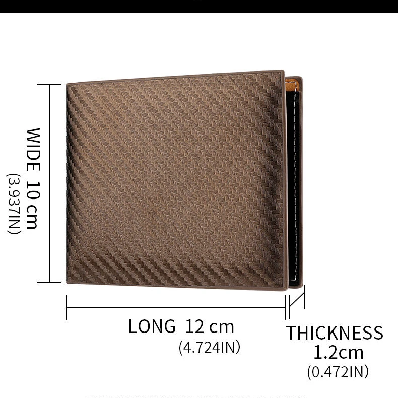 New Black Carbon Fiber Men's Luxury Wallet Leather Original High-end Folding Card Wallet Coin Purse Personalized Birthday Gift