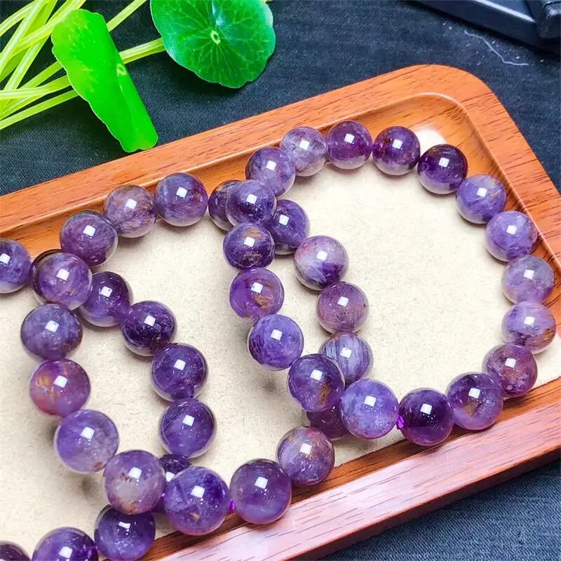 

Natural Purple Quartz Rutilated Bracelet Bangle Square Bead Crystal Healing Stone Fashion Gemstone Jewelry Gift 1pcs 10/12/14mm