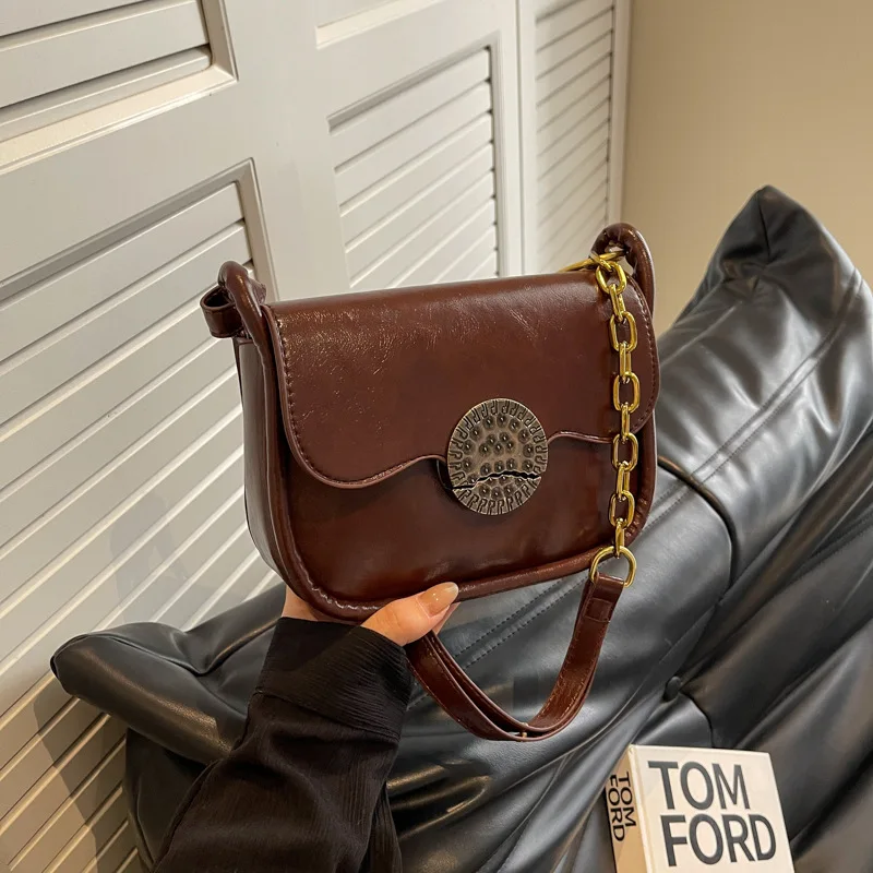 Retro Casual Small Square Crossbody Bag Female Shoulder Underarm Bag New Niche Design Women's Commuting Shoulder Bag for Women