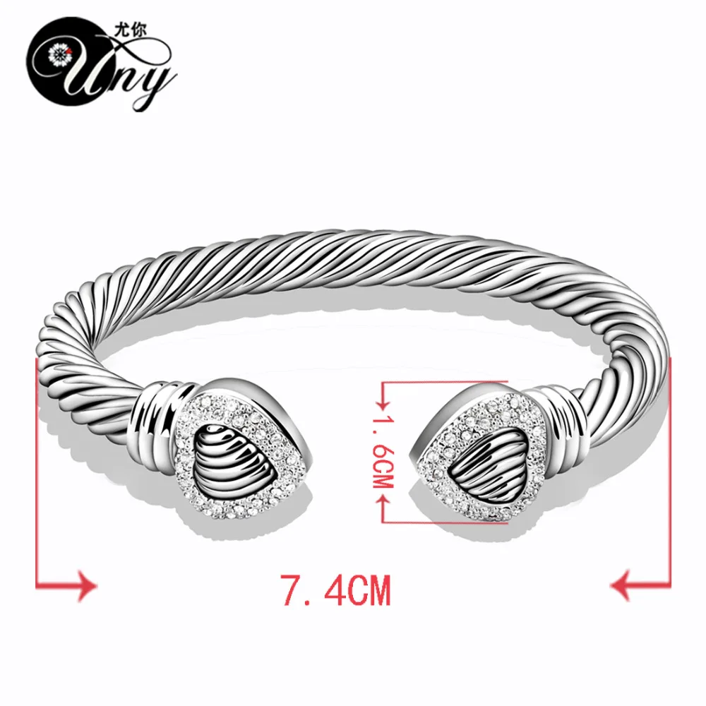 UNY Bangle Love Heart Twisted Wire Bracelet Free Ship Bangle Designer Brand Retro Unique Elegant Women Fashion Jewelry Bracelets 5