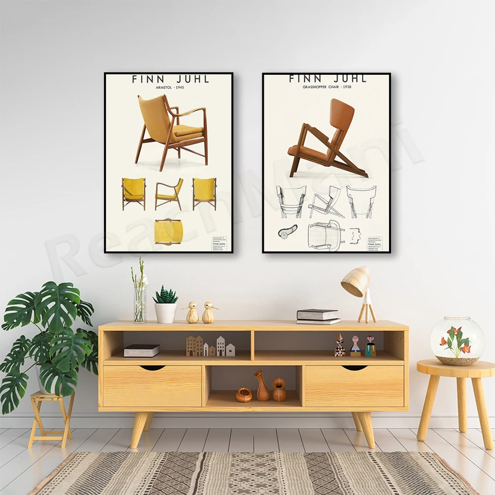Finn Juhl Print Grasshopper Poster, Scandinavian Danish Furniture