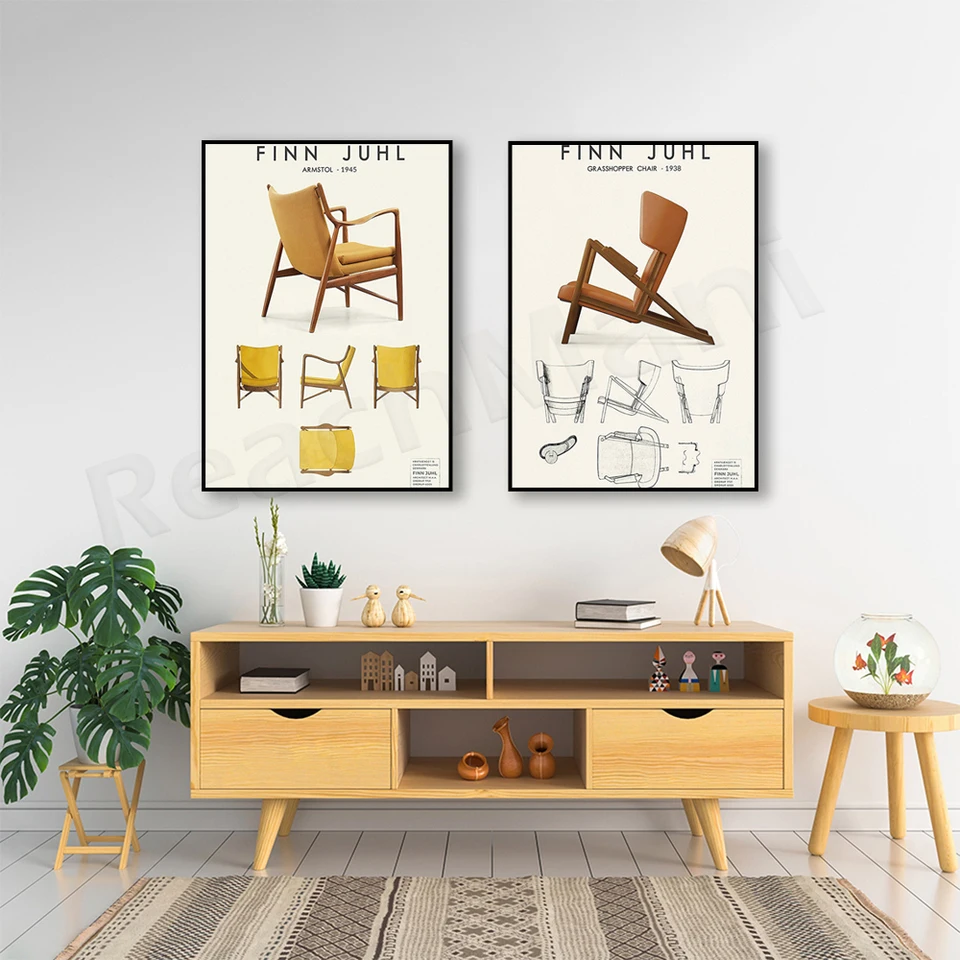 Finn Juhl Print Grasshopper Poster, Scandinavian Danish Furniture