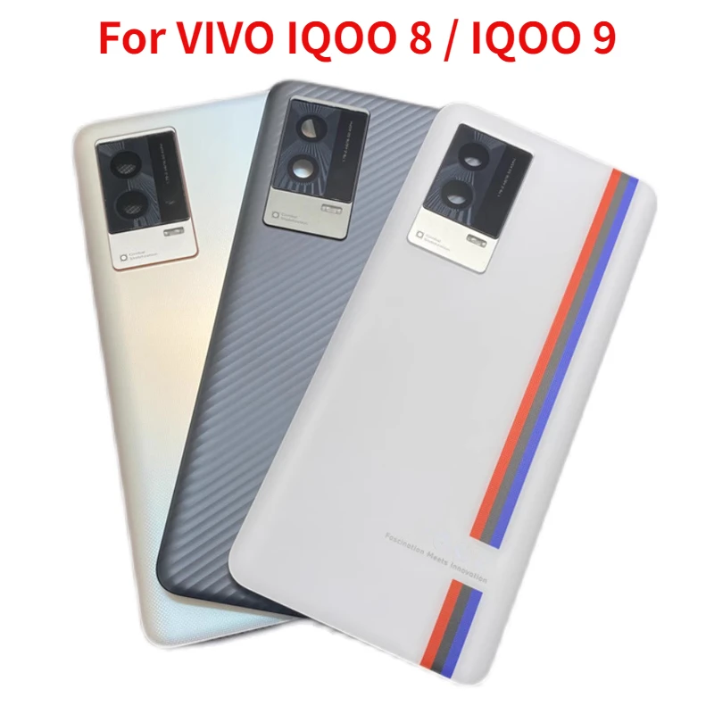 

Оригинальное заднее стекло для Vivo IQOO 8 V2136A, задняя крышка аккумулятора для IQOO 9, задняя крышка корпуса, детали для ремонта фотокамеры с объективом