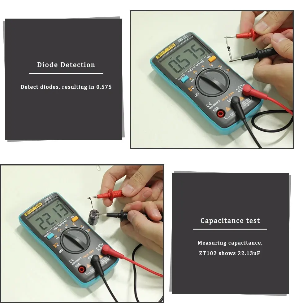 BSIDE Digital Multimeter Voltage Tester Multimetro With Continuity Frequency Resistance Capacitance Temperature Diode Test 4