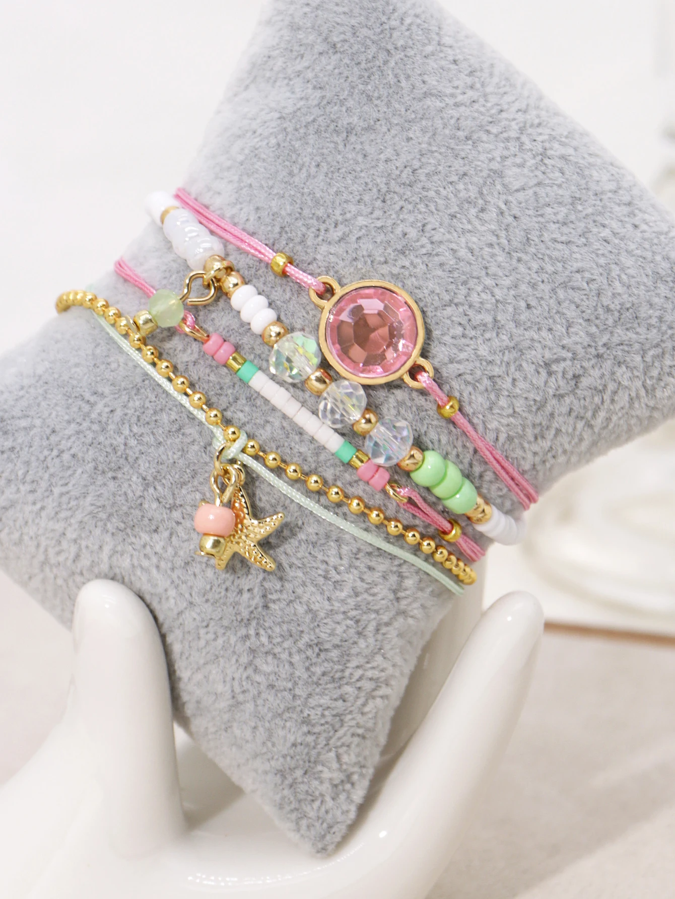 Fashionable Women Bracelet Set Colorful Bead Faux Handmade Gift