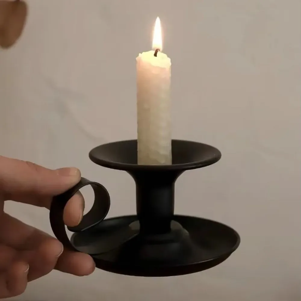 European-Style Tea Cup Candlestick Simple Candle Base Tabletop Candle Holders Single-Head Candlelight Dinner Props Candle Stand