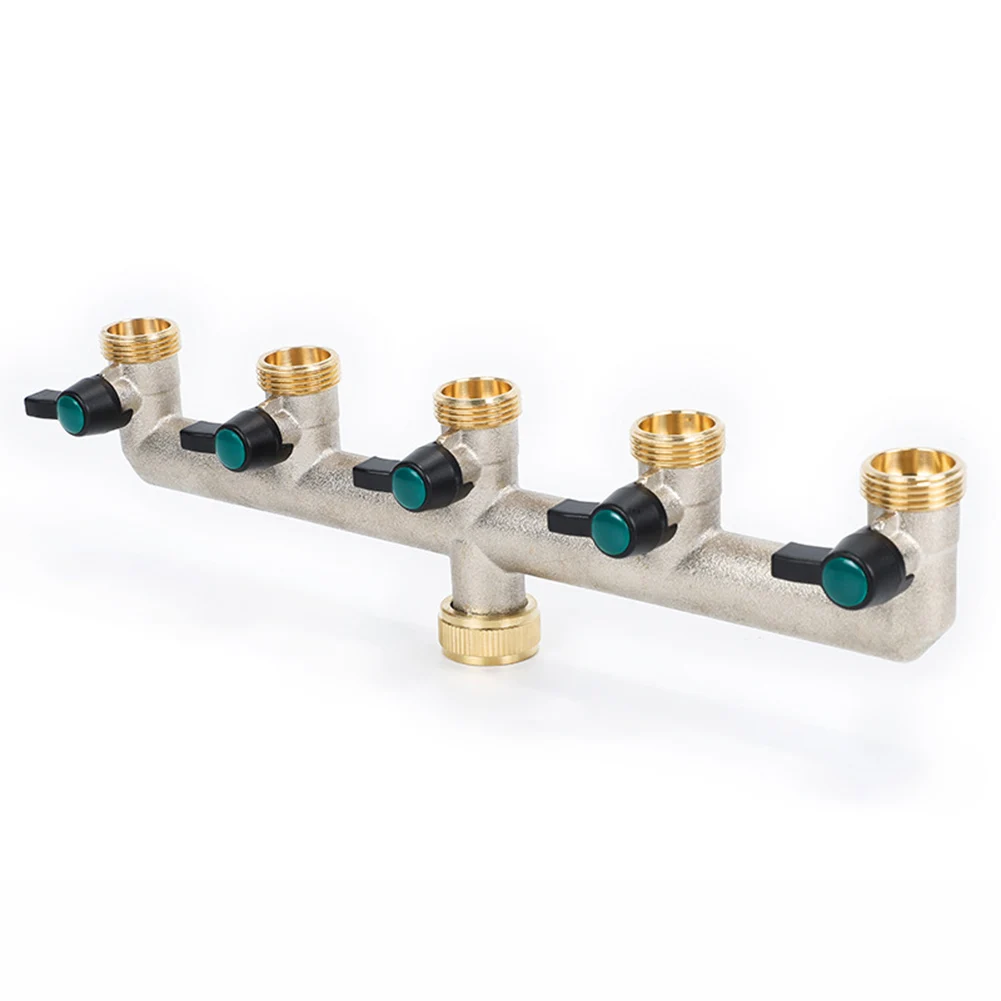 

Optimal 5 Way Water Distributor with Durable Brass Construction Ideal for Standard 3/4 Garden Hose Connections