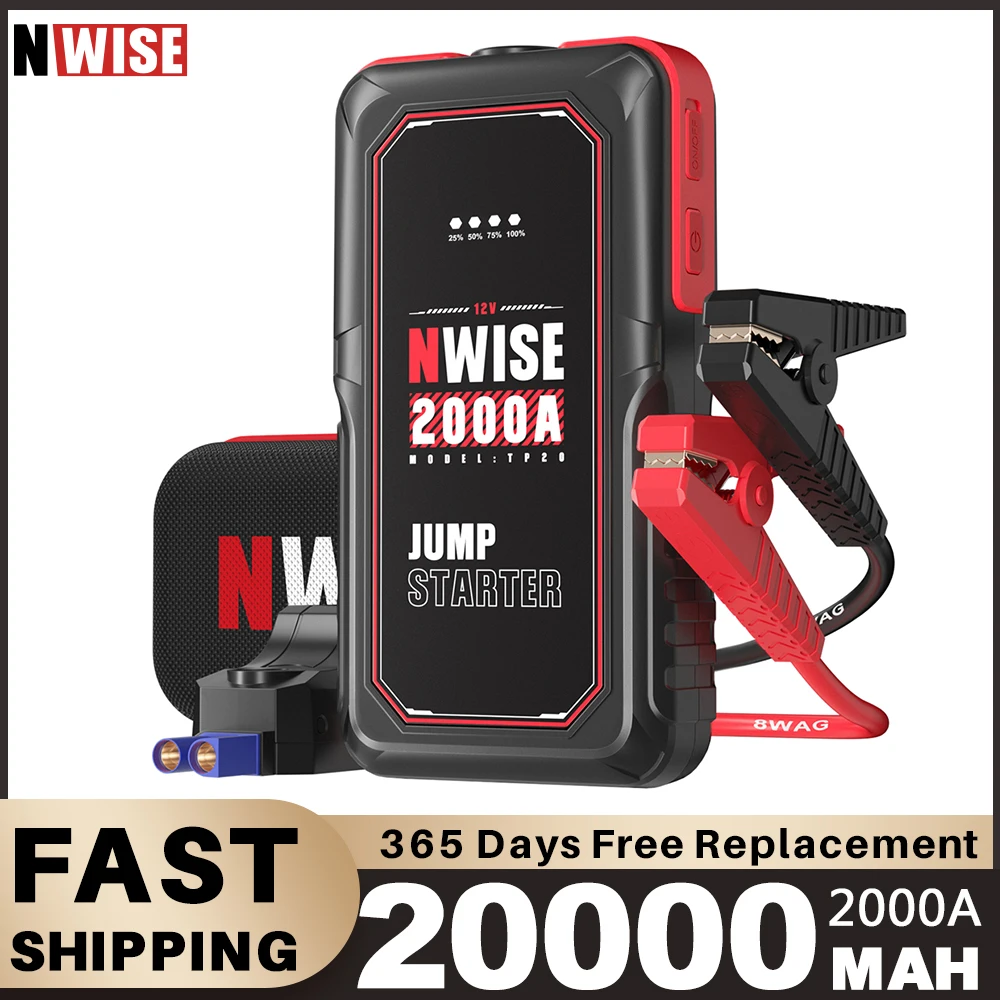 Nwise Car Jump Starter 2000a Car Battery Starter 20000mah Portable