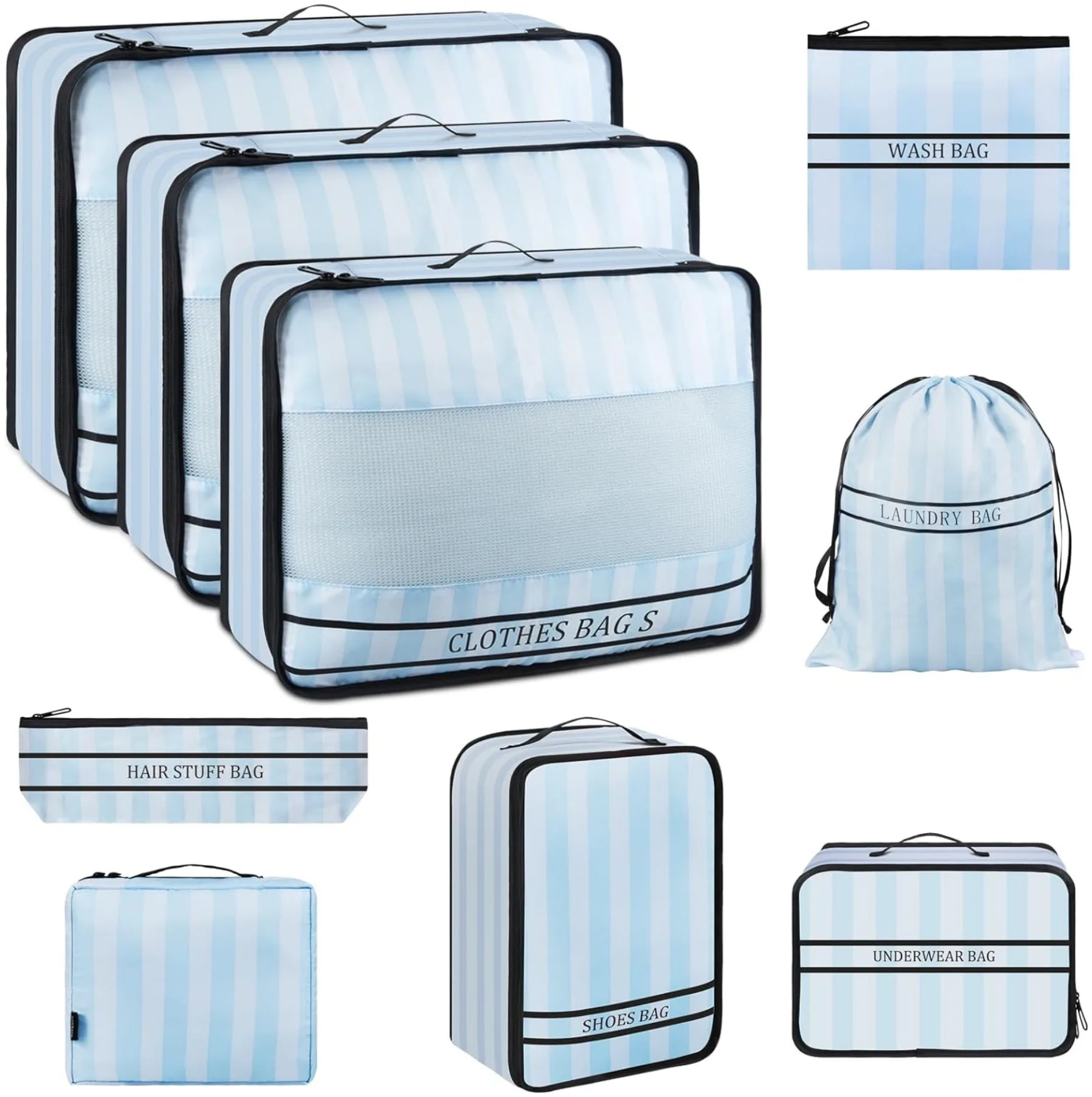 Hot selling travel portable 9-piece luggage, clothing storage and organizing bag