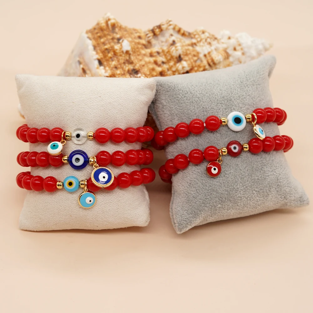 Go2boho Lucky Friendship Bracelet Evil Eye Turkish Red Ball Beaded