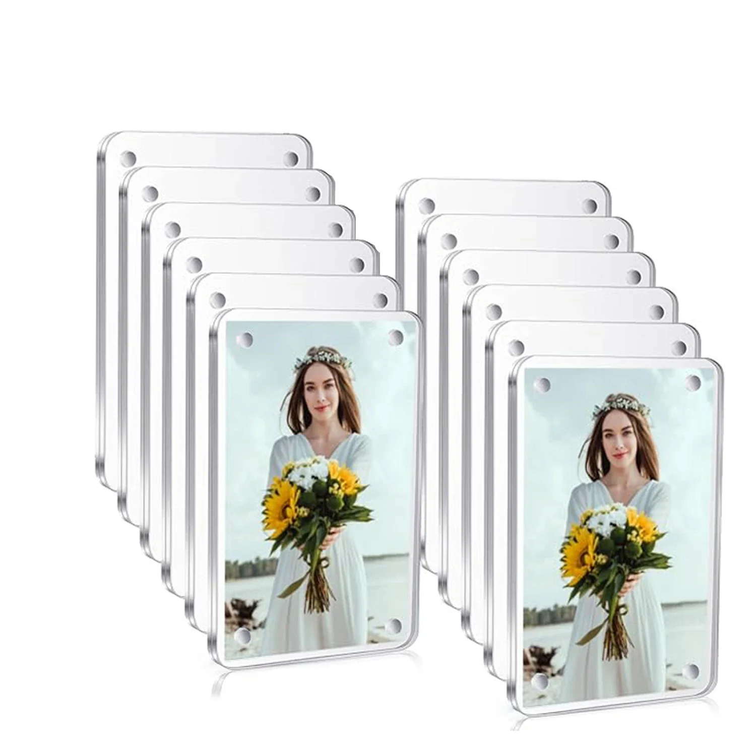 Acrylic Magnetic Double-Sided Mini Photo Frame - Wallet Size