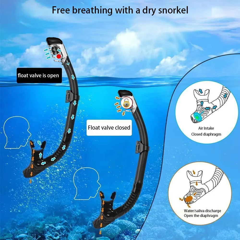 Diving Mask Dry Snorkel Set Large Frame Diving Goggles Anti-Leak Anti-Fog Panoramic Wide View Tempered Glass Lenses Adults Youth