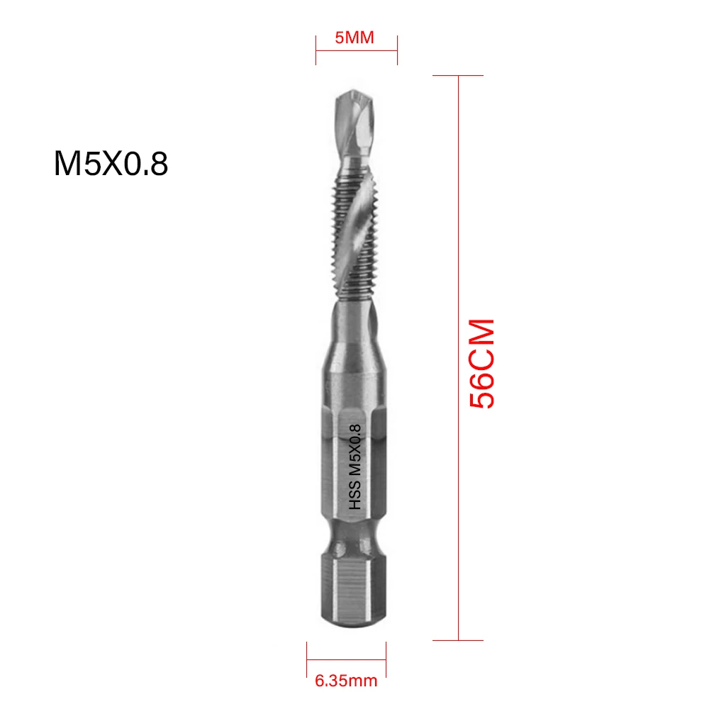 1/6Pcs Tap Drill Bit Set Hex Shank Titanium Plated HSS Screw Thread Bit Screw Machine Compound Tap M3 M4 M5 M6 M8 M10 Hand Tools