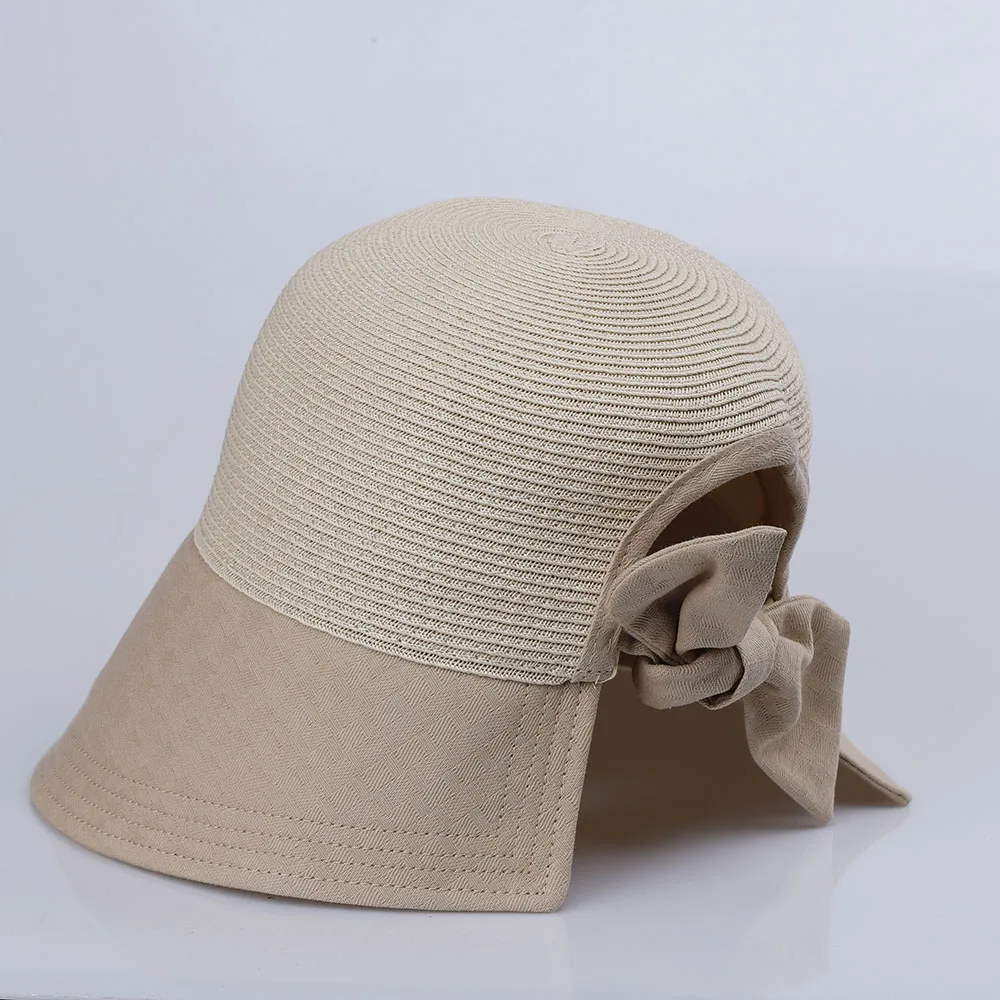 Bow Panamas Uv Protection Sun Visor Beach Elegant Women's Hats Visors