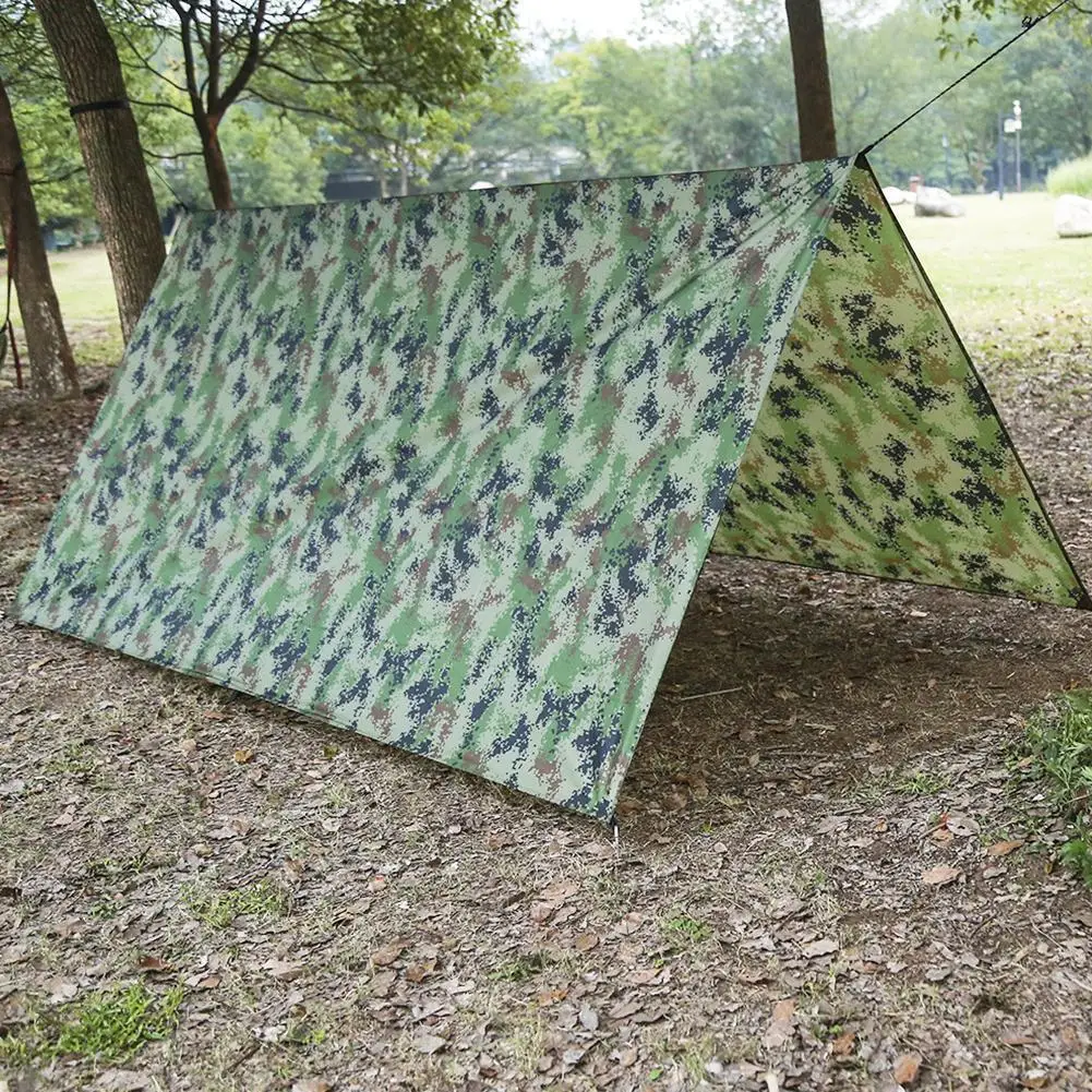 Outdoor Ultralight Tarp Camping Sunshade Shelter Camping Waterproof Canopy Hammock Camouflage Beach Mat 100*145CM