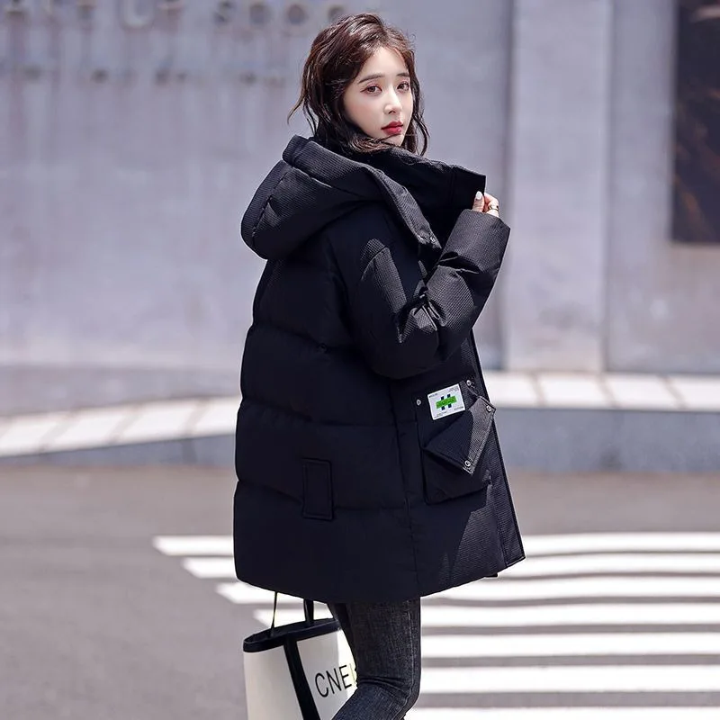 2023 New Women Down Jacket Winter Coat Female Keep Warm Thick Parkas Fashion Age Reduction Hooded Outwear Short Loose Overcoat