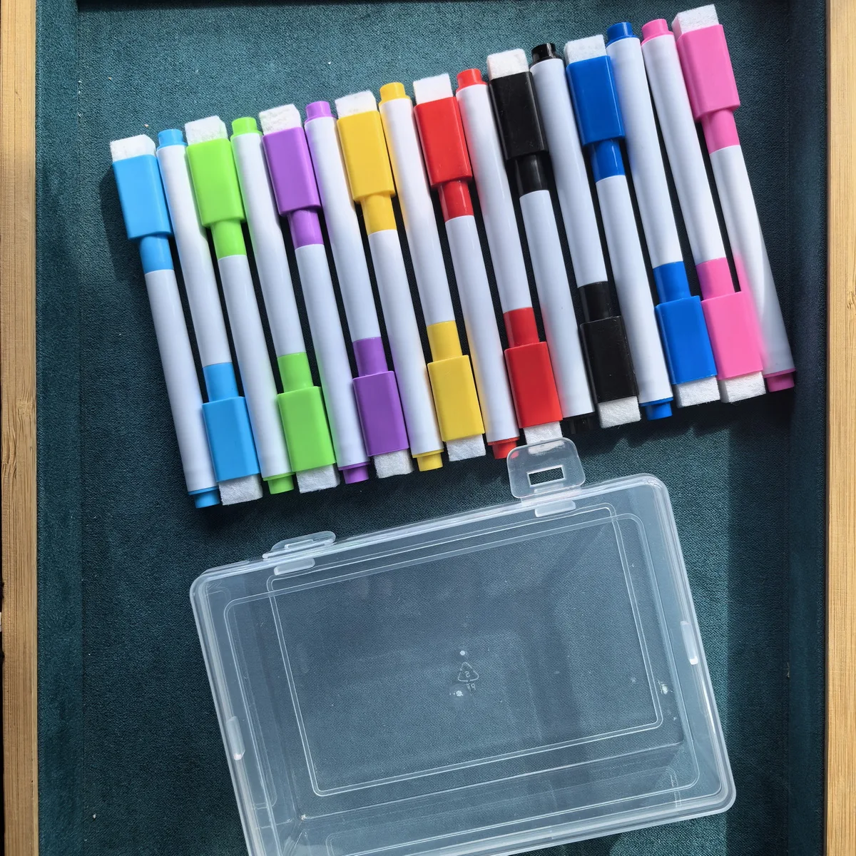 16Pcs 화이트보드 건식 지우개 마커 보관 상자 비자성 소형 11.3*1cm 문구류 사무실 8색 각 2개 화이트보드