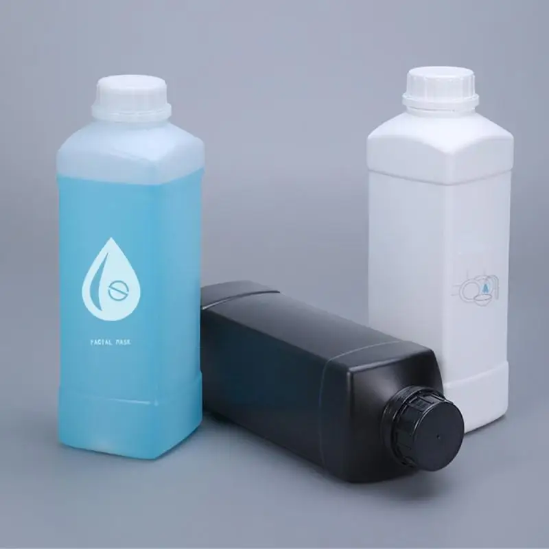 Empty Square plastic bottle Lid Food Grade HDPE container Shampoo Lotion paint refillable bottle 1PCS 500/1000ML