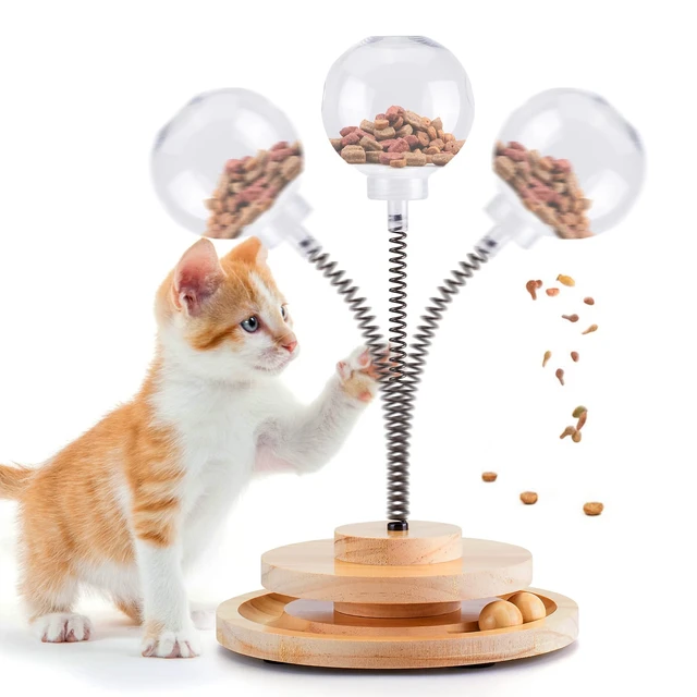 Interactive Cat Food Toys Indoor Kitten Puzzle Feeder Leaking Food Ball Pet  Exercise Toy Track Balls Turntable for Cats Playing - AliExpress