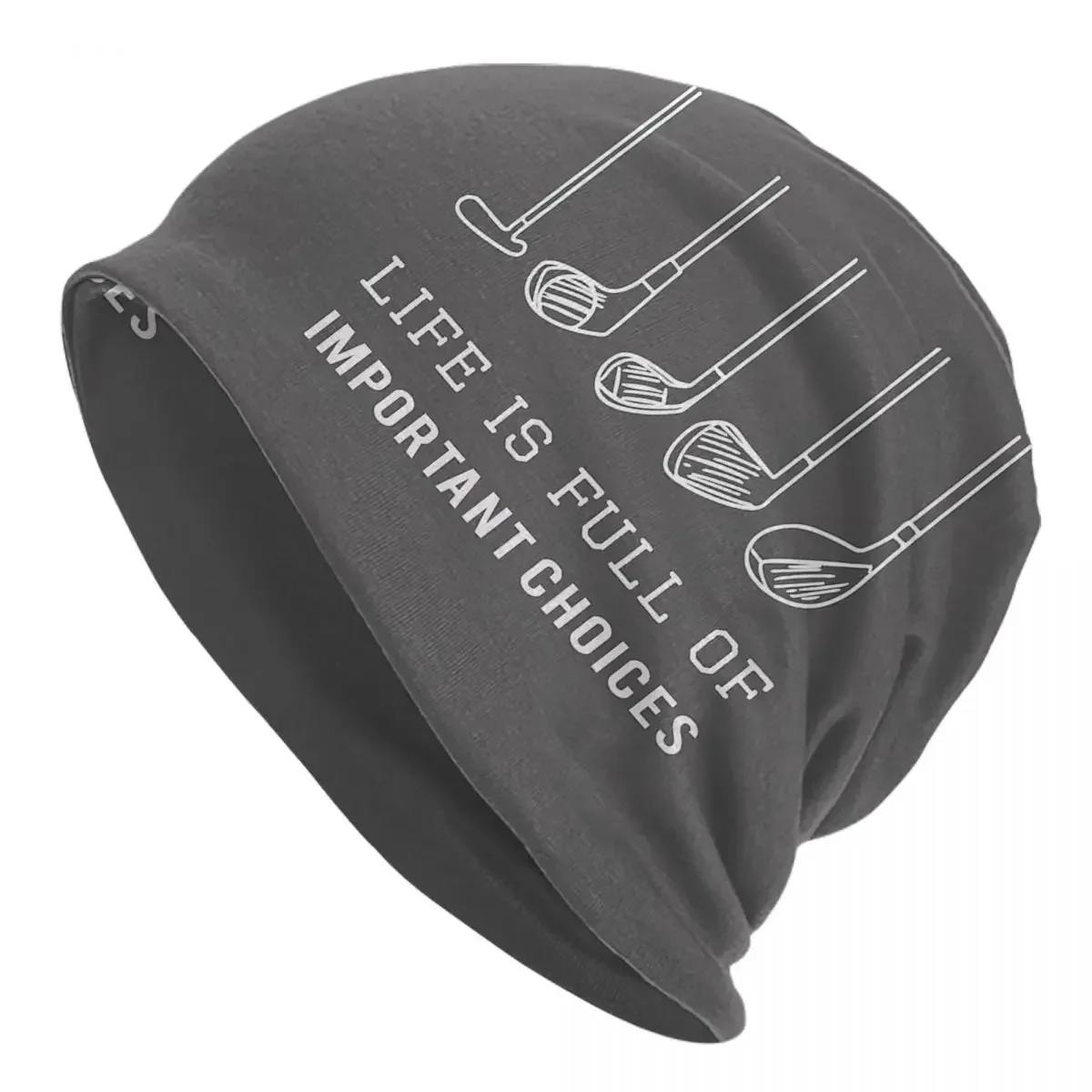 

Funny Life Is Full Of Important Choices Golf Gift For Golfers Warm Knitted Cap Hip Hop Bonnet Hat Beanies Hats for Unisex Adult