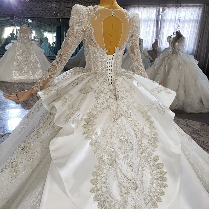 HTL2326 Off Shoulder Shoulder Wedding Dress Beading Crystal Wedding Party Dress Flower Princess Wedding Dress vestido ocasional 6