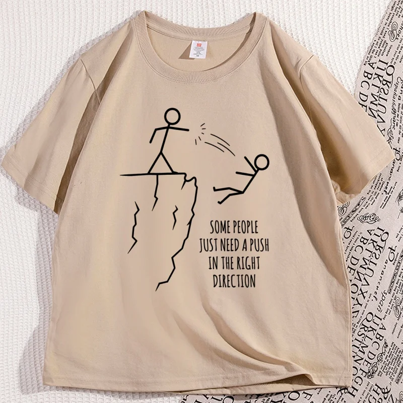 Humorous 'Push in The Right Direction' Sarcasm T-Shirt - Graphic Tee with Short Sleeves