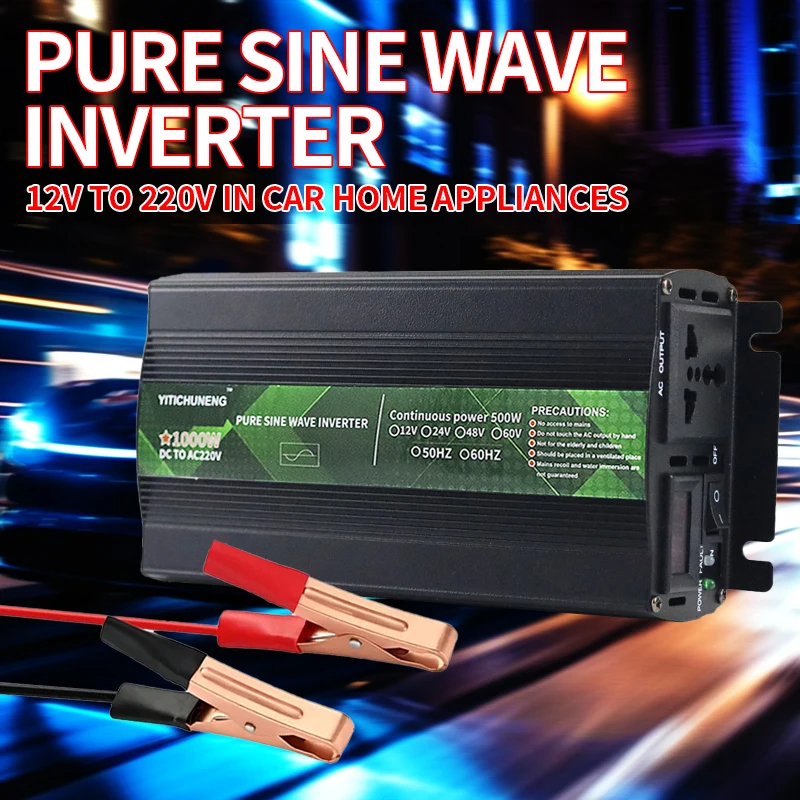 

Inverter 12v 220v 24v 220v Pure Sine Wave 1000w-2600w Transformer Convert Multi-function Socket Converter Car Inverter Inverter