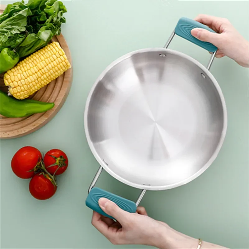 1 Pair of Silicone Handles Anti-scalding Non-slip Silicone Pot Handle Cover Heat Insulation Handle Cover Kitchen Accessories