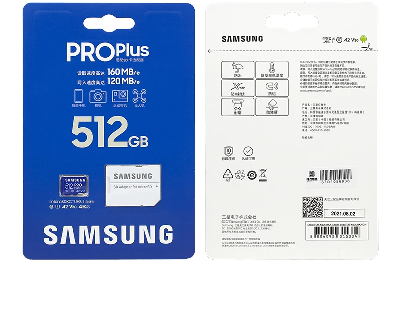 Original SAMSUNG PRO Plus Memory Card 128GB 256GB 512GB Micro SD Card Up to 160MB/s  read TF Card A2 U3 V30 Flash Card