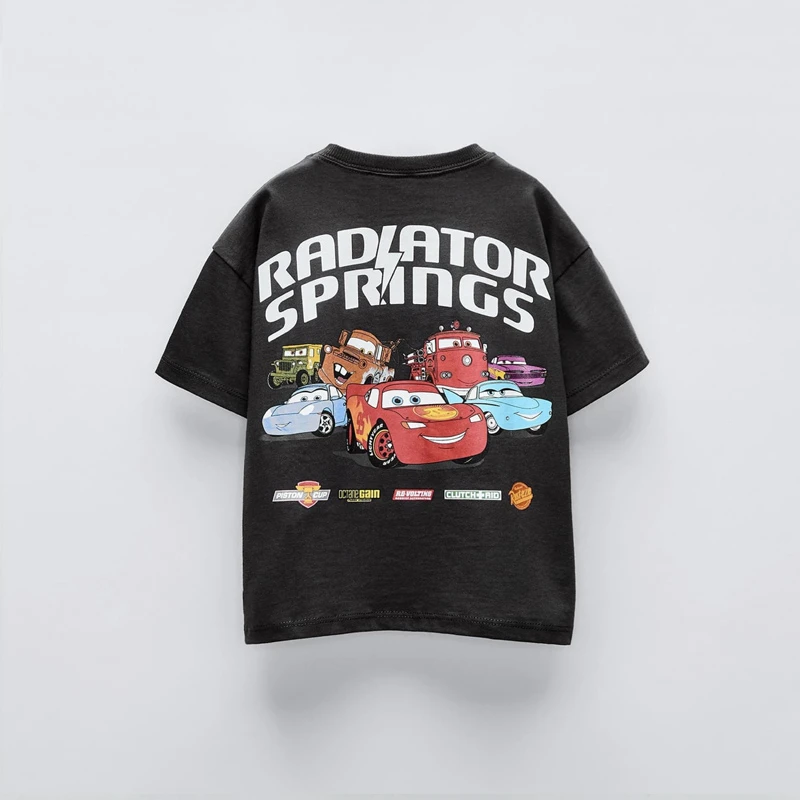 9m-7y Children Clothing Cartoon Car T-shirt Tops Crewneck Summer Loose Fashion Short Sleeve Tees Kids Clothes Boy's Tshirts NEW 2