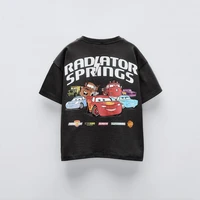 9m-7y Children Clothing Cartoon Car T-shirt Tops Crewneck Summer Loose Fashion Short Sleeve Tees Kids Clothes Boy's Tshirts NEW 2