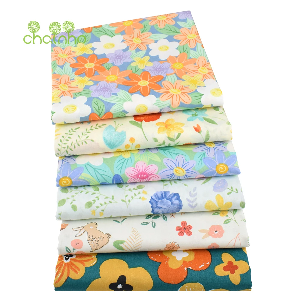 Chainho,Floral Series,Printed Twill Cotton Fabric,DIY Sewing Quilting Home Textiles Material For Baby &Child's Bedding &Garments